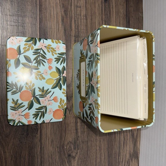 RIFLE PAPER CO Garden Fruit Recipe Box Tin With Recipe Cards & Dividers - Picture 7 of 7